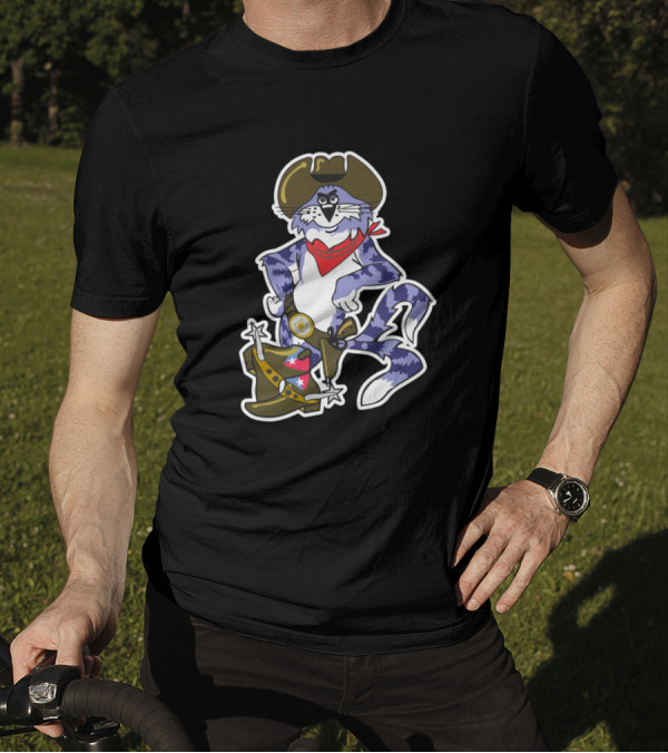 Tomcat Anytime Yall Cowboy Cat With Western Hat And Red Bandana T-Shirt