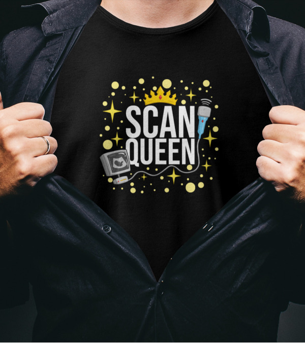 Scan Queen Ultrasound Tech Sonographer Echogr With Crown And Stars T-Shirt