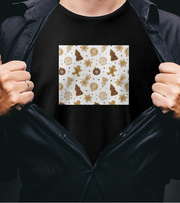 Christmas Tree Snowflakes With Gingerbread Cookies And Stars T-Shirt
