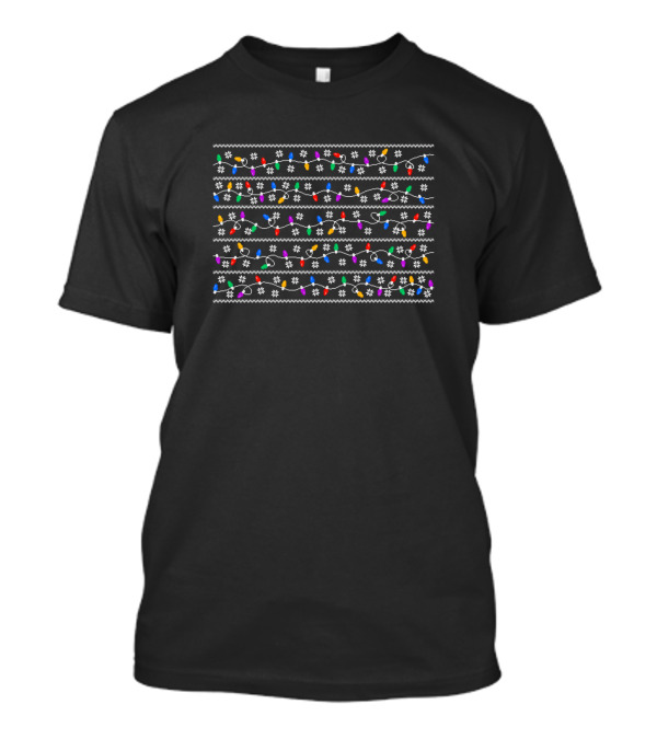 Christmas Garland Lights Pixel Snowflakes And Ornaments T-Shirt