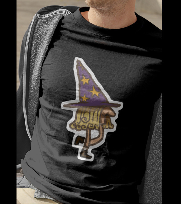 Shroomy Forest Wizard Hat Walking Fun Stars T-Shirt