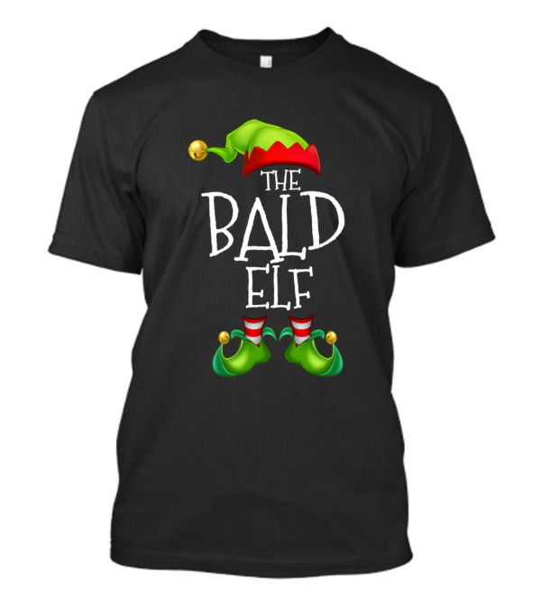 The Bald Elf Christmas Hat And Shoes T-Shirt