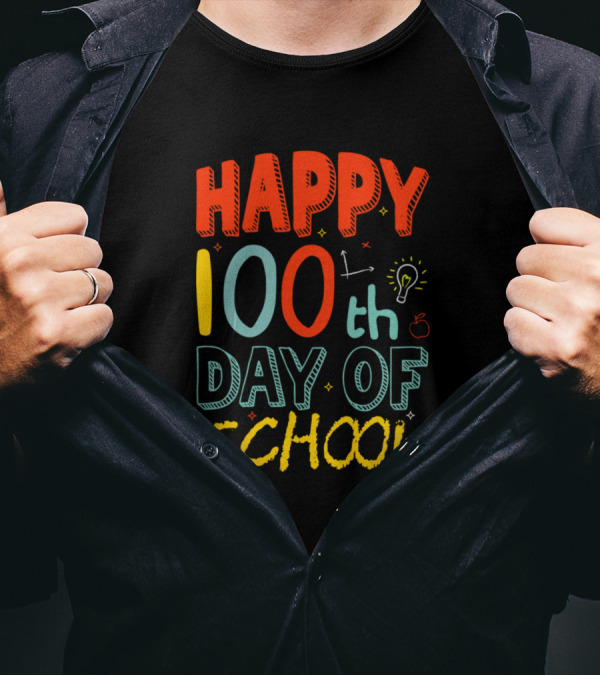 Happy 100Th Day Of School 100 Days Elementary Stud Celebrating Milestone Achievement T-Shirt
