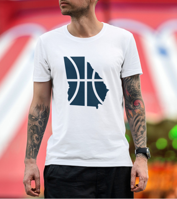Premium T-Shirt: Georgia Tech Basketball State Outline with Basketball T-Shirt Georgia Tech Basketball State Outline with Basketball T-Shirt