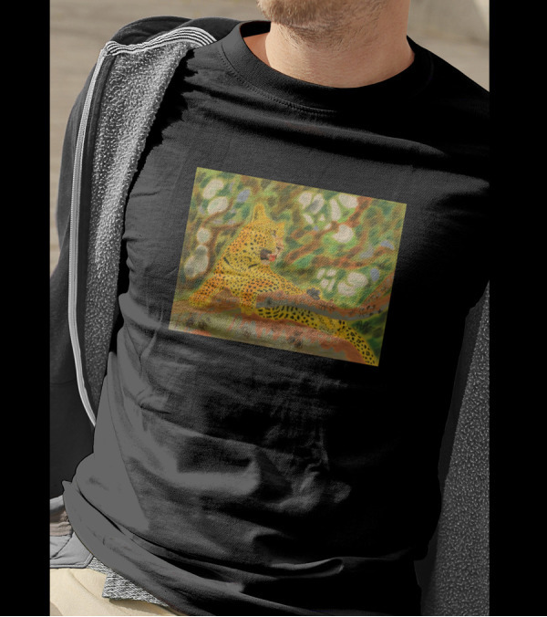 A Leopard Resting On A Tree Wildlife Scene T-Shirt