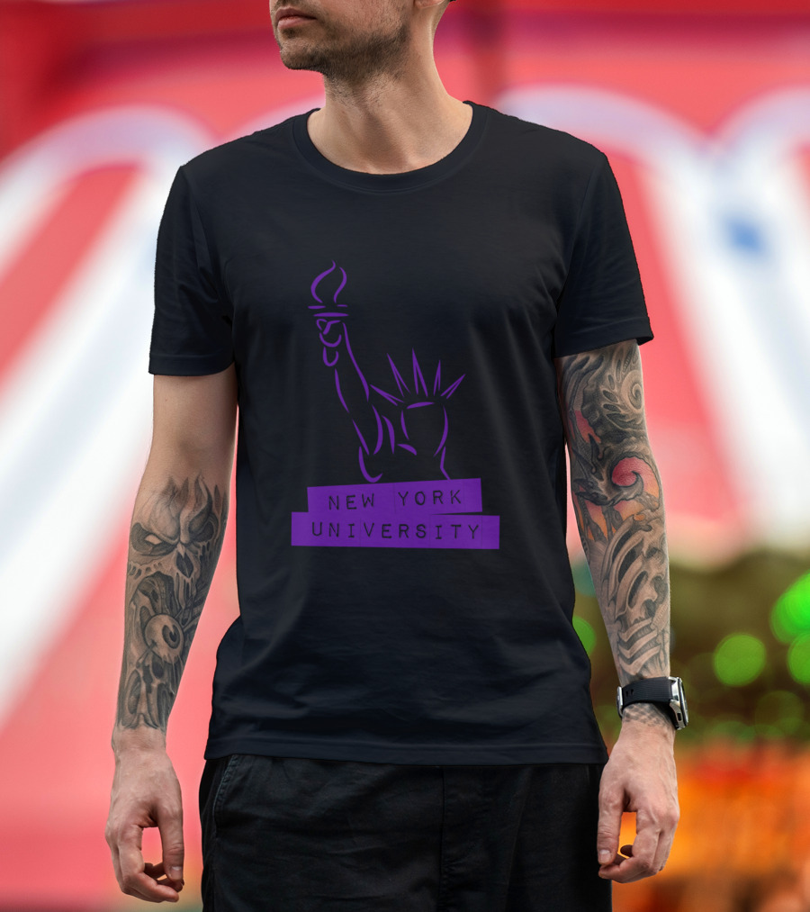 New York University Purple Statue of Liberty Stamp T-Shirt