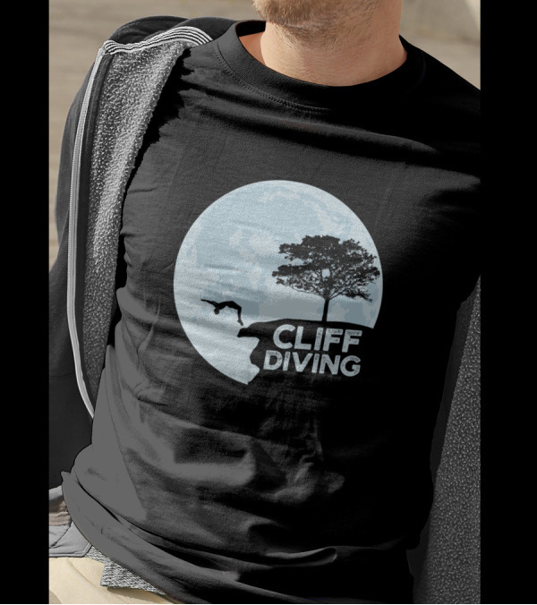 Cliff Diving Moonlit Adventure With Diver And Tree T-Shirt