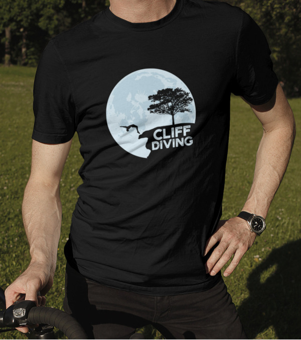 Cliff Diving Moonlit Adventure With Diver And Tree T-Shirt