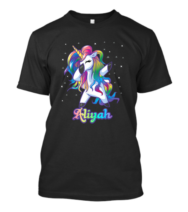 Aliyah Personalized Rainbow Unicorn With Stars T-Shirt