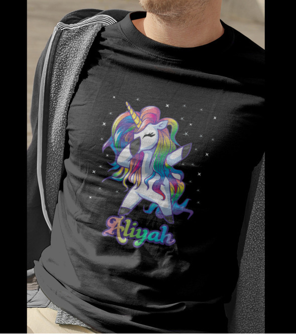 Aliyah Personalized Rainbow Unicorn With Stars T-Shirt