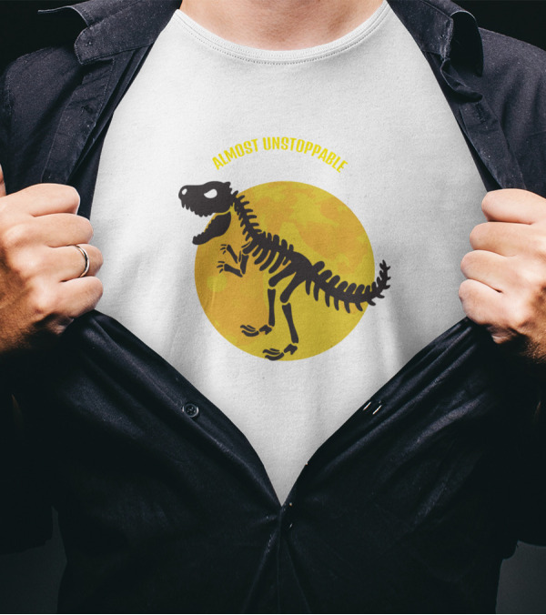 Almost Unstoppable Dinosaur Skeleton Moon T-Shirt