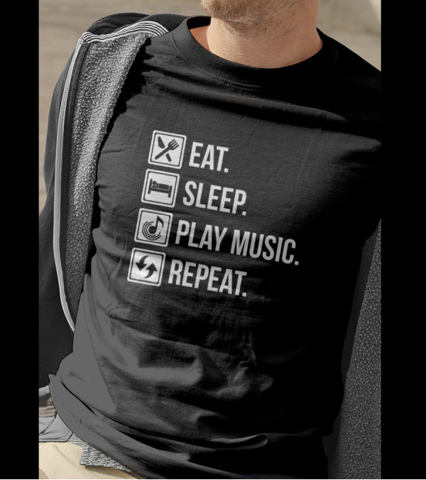 Eat Sleep Play Music Repeat Musical Instruments Icons Fun T-Shirt