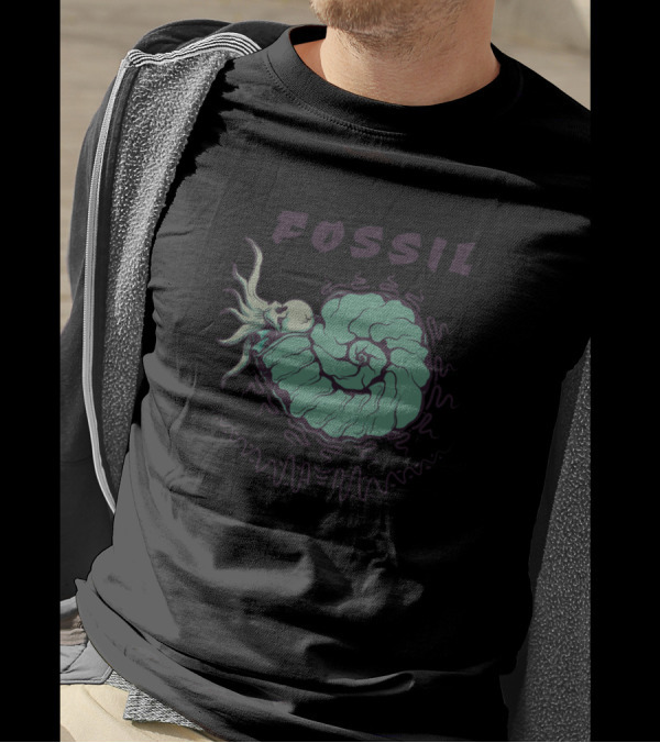 Fossil Skull Nautilus Spiral Band Merchandise T-Shirt