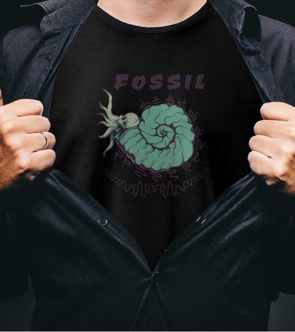 Fossil Skull Nautilus Spiral Band Merchandise T-Shirt