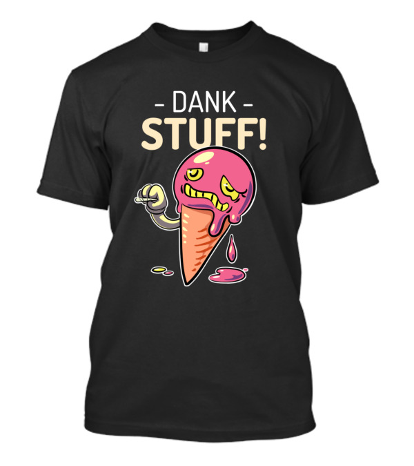 Dank Stuff Funny Ice Cream Emoji Style With Pink Cone Character T-Shirt