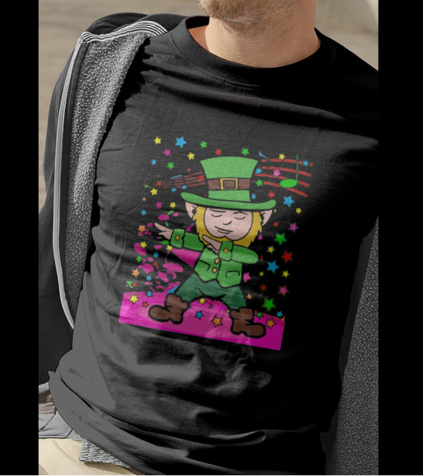 Disco Party Music Dabbing Elf With Stars And Musical Notes T-Shirt