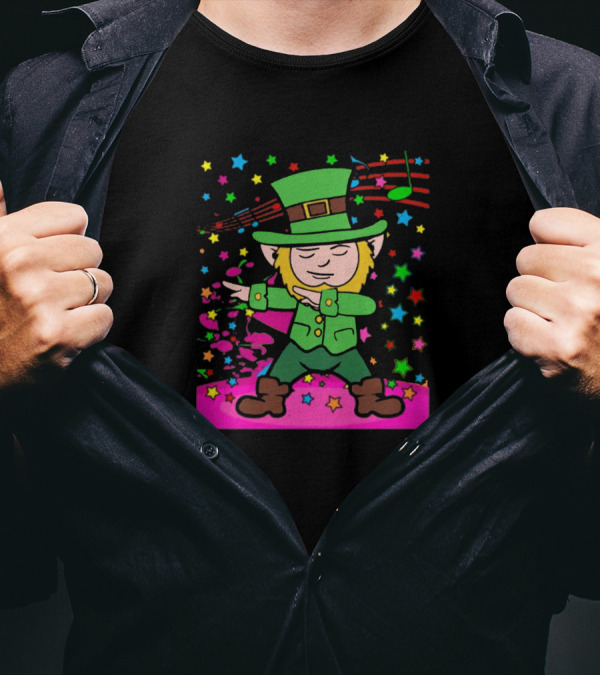 Disco Party Music Dabbing Elf With Stars And Musical Notes T-Shirt