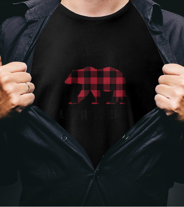 Hibernating Until Spring Polar Bear Plaid Pattern Funny Attitude T-Shirt
