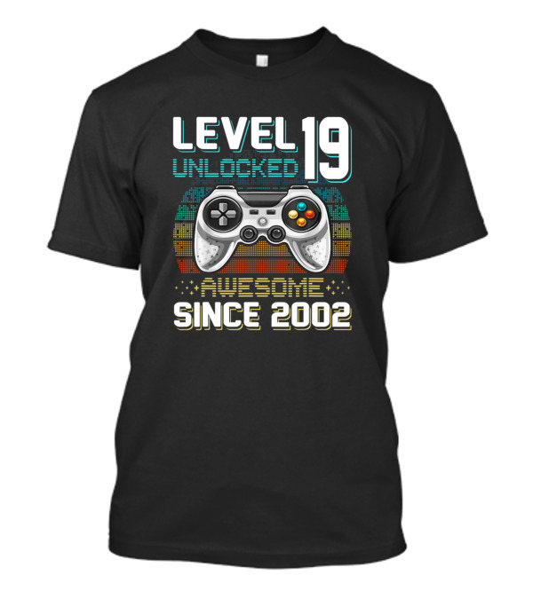 Level 19 Unlocked Awesome Since 2002 Video Game Controller T-Shirt