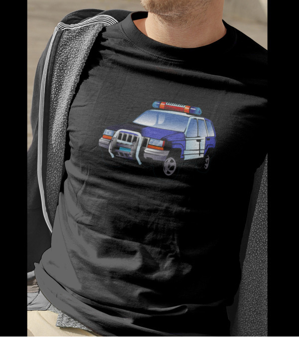 Lustiges Polizeiauto Motiv R Kinder Und Erwachsene Cartoon Police Car T-Shirt