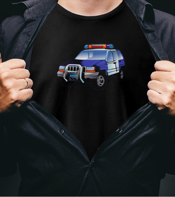 Lustiges Polizeiauto Motiv R Kinder Und Erwachsene Cartoon Police Car T-Shirt