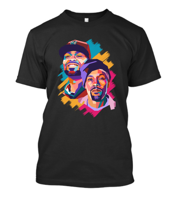 Method Man And Redman Colorful Pop Art Mets Hat Blue Orange Pink Brush Strokes T-Shirt
