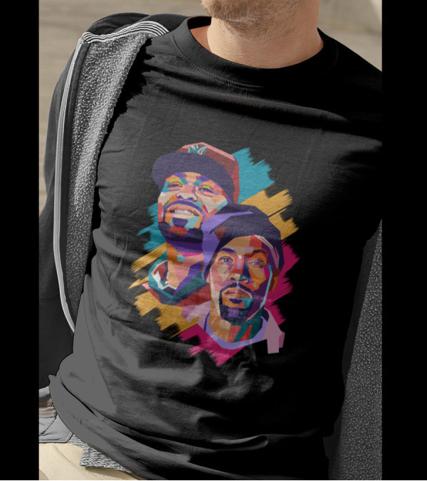 Method Man And Redman Colorful Pop Art Mets Hat Blue Orange Pink Brush Strokes T-Shirt