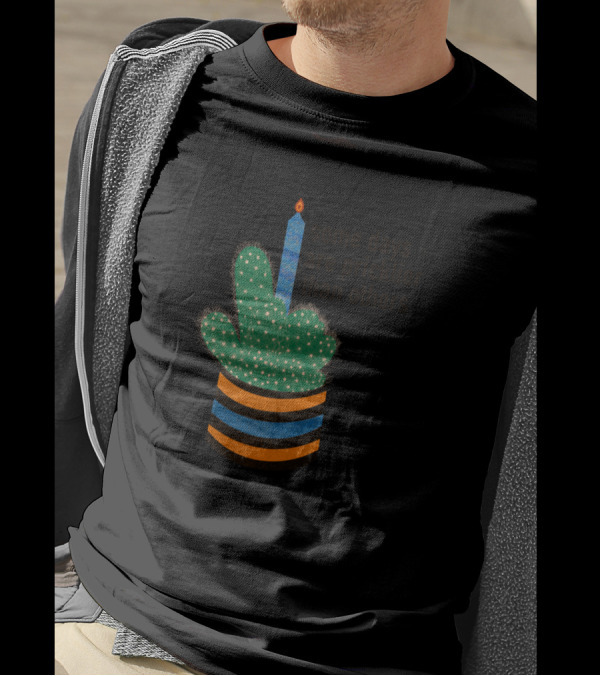 Some Days Are Pricklier Than Others Cactus With Candle In Striped Pot T-Shirt