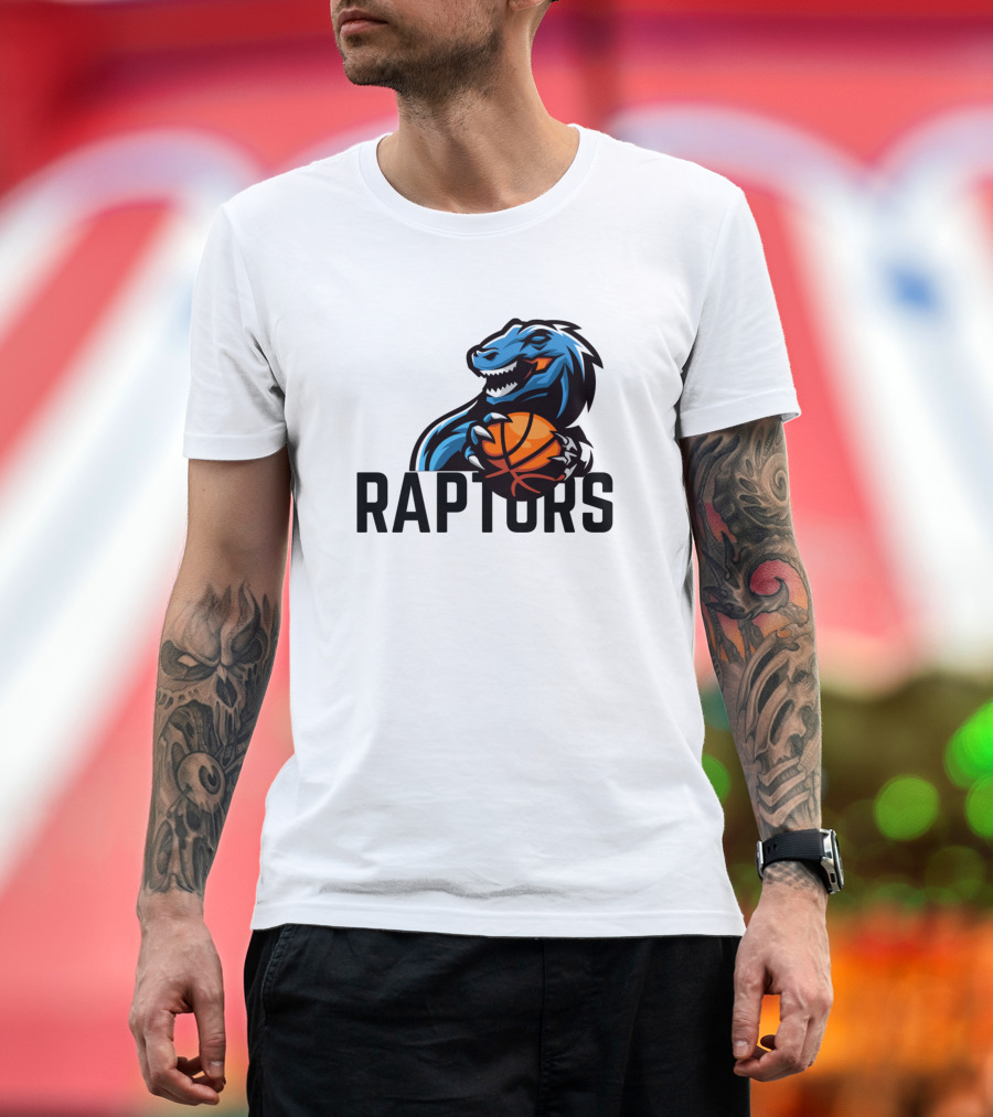 Raptors Basketball Dino Holding Ball T-Shirt