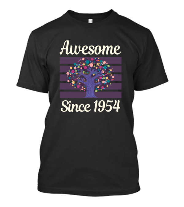 Awesome Since 1954 Colorful Dots Tree Life T-Shirt