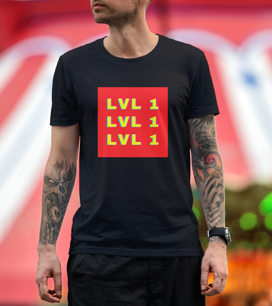LVL 1 8-Bit Style Retro Gaming Text T-Shirt