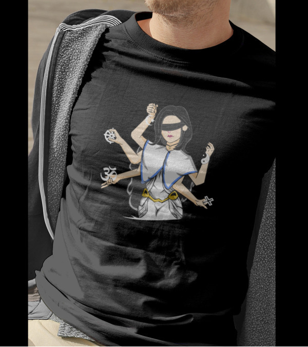 The Social Judge Multifaith Symbols Blindfolded Justice T-Shirt
