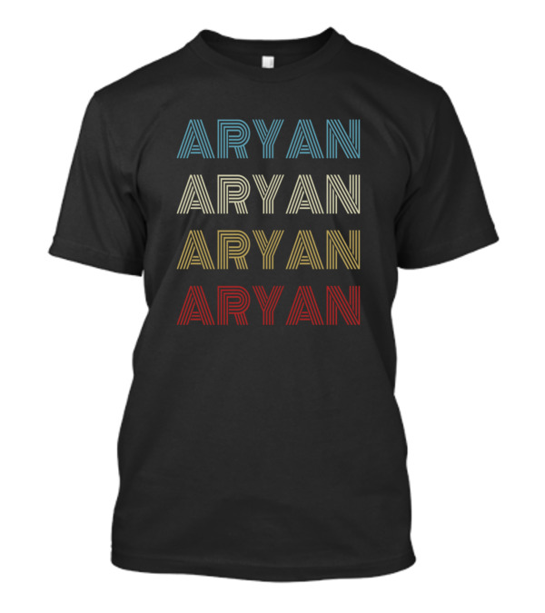 Aryan First Given Name Vintage Pride Colorful Typography T-Shirt