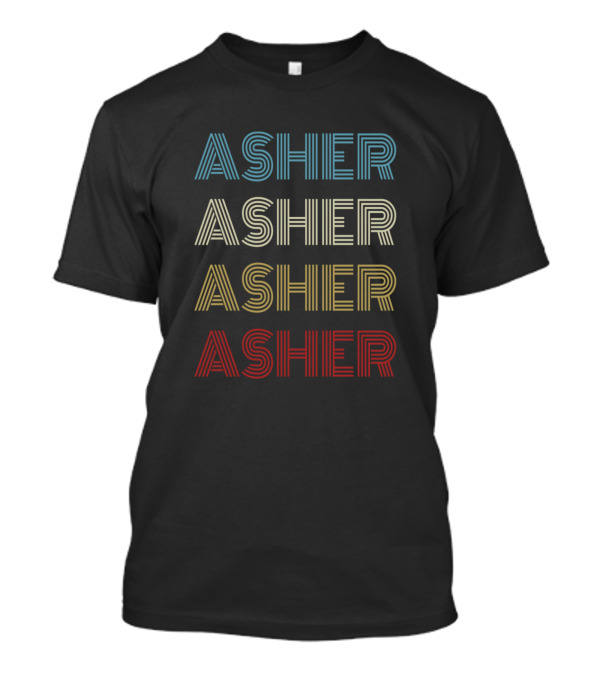 Asher First Given Name Pride Retro Striped Vintage Multicolor T-Shirt
