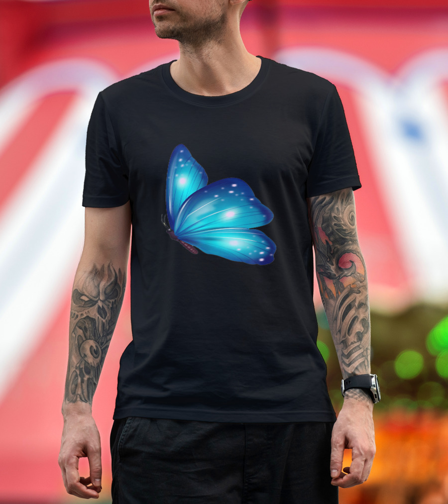 Blue Butterfly Elegant Radiance T-Shirt