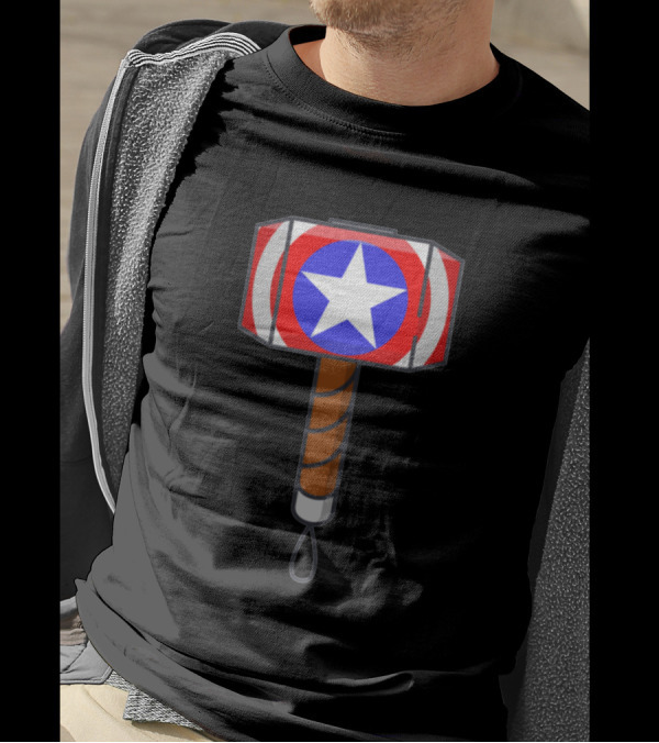 Captain America Thor Hammer Mjolnir Star Shield Combo T-Shirt