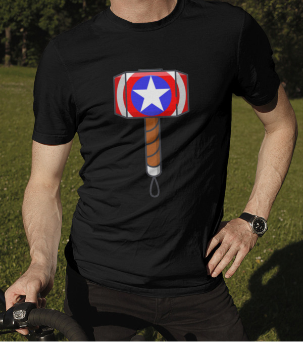 Captain America Thor Hammer Mjolnir Star Shield Combo T-Shirt