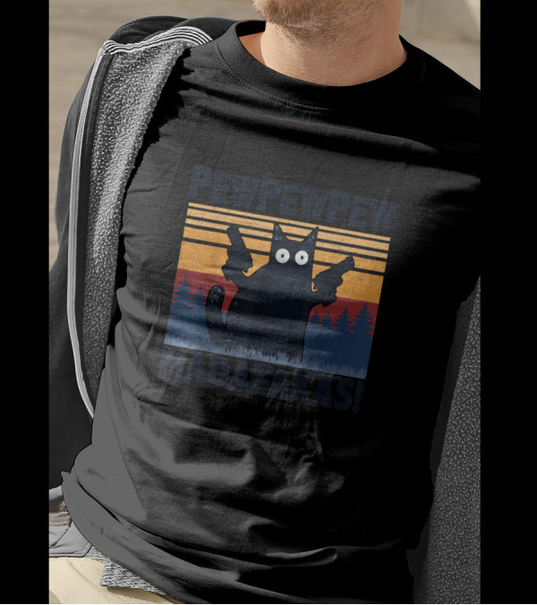 Pewpewpew Madafakas Cat Funny Vintage Cat T-Shirt