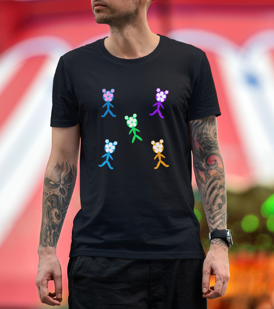 Flower Head Friends Colorful Floral Characters T-Shirt