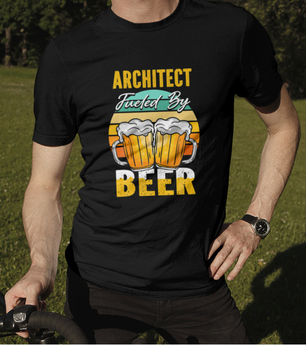 Architect Fueled By Beer Funny Beer Lover Architect Retro Mugs T-Shirt
