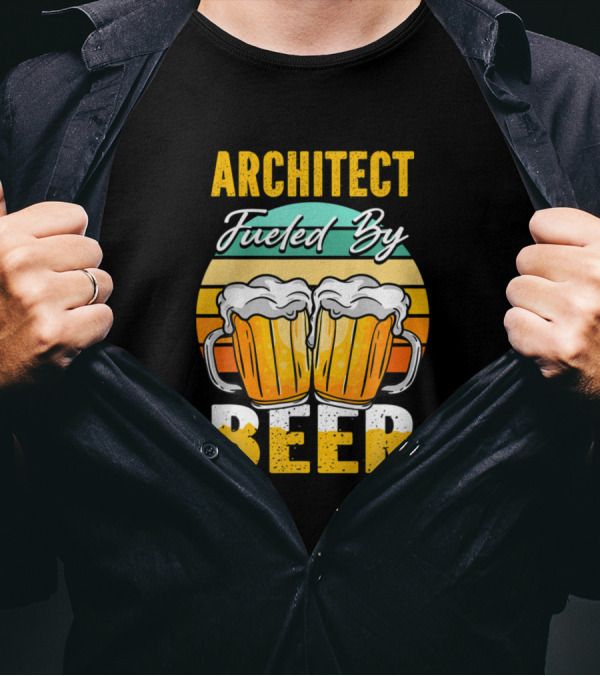 Architect Fueled By Beer Funny Beer Lover Architect Retro Mugs T-Shirt