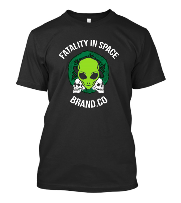 Fatality In Space Green Alien Skull Logo Brand.co T-Shirt
