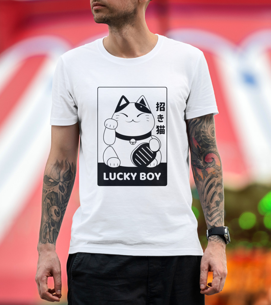 Lucky Boy Maneki Neko 招き猫 T-Shirt