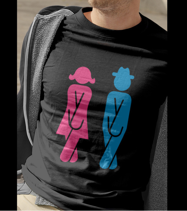 Restroom Figures In Need Vts2 Pink Woman Blue Man T-Shirt