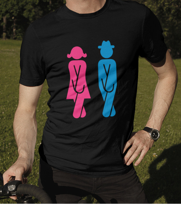 Restroom Figures In Need Vts2 Pink Woman Blue Man T-Shirt