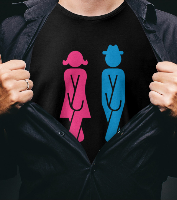 Restroom Figures In Need Vts2 Pink Woman Blue Man T-Shirt