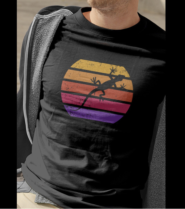 Retro Sunset Gecko Lover Reptile Owner T-Shirt