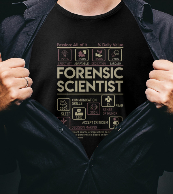 Forensic Scientist Multitasking Passion Creativity Dedication Adaptable Communication Skills T-Shirt