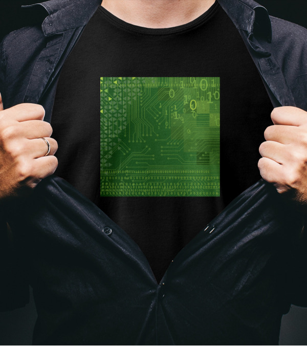 Green Binary Code Circuit Board Digital PC T-Shirt