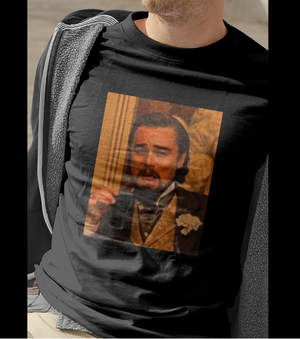 Django Rat Leonardo Laughing Actor Scene With Glass T-Shirt